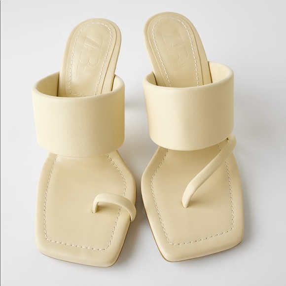 NWT ZARA Heeled Leather Sandals W. Padded Strap 40 - Picture 10 of 11
